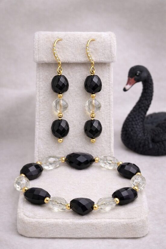 Dabīgo pērļu rotu komplekts "Tumsas Grācija"